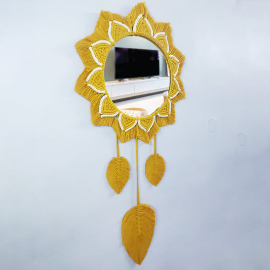 Leaf & Light – Macrame Mirror Wall Hanging